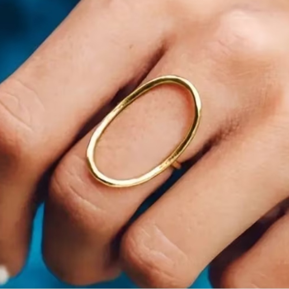 Minimalist Hollow Oval 18k Gold Plated Ring 3 pack